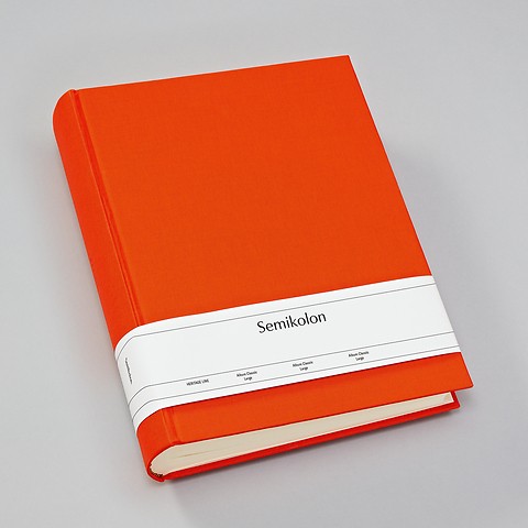 Album Large, booklinen cover, 130pages, cream white mounting board, glassine paper, orange