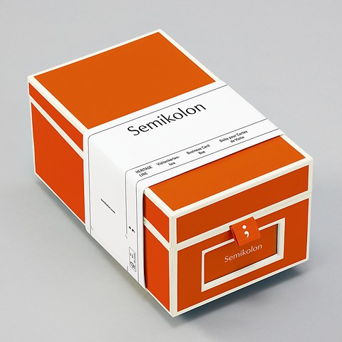 Business Card Box with alphabetical index Orange