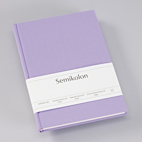 Notebook Classic with linen binding Lilac Silk Lined Medium (A5)
