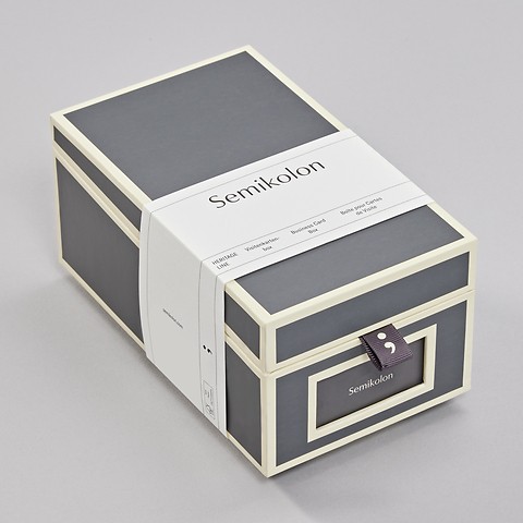 Business Card Box with alphabetical index Lava Stone